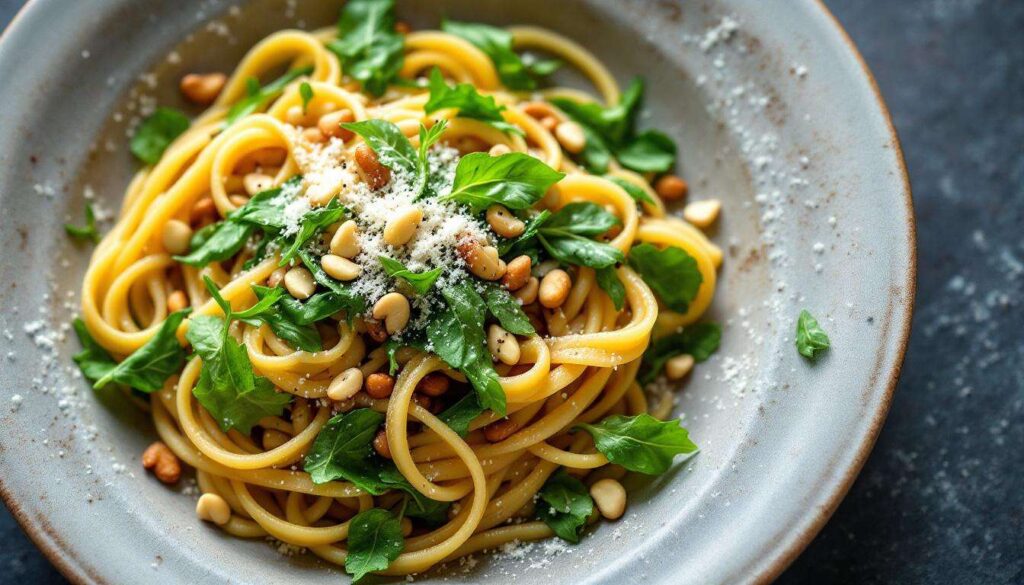 Tagliatelle di farro con pesto di rucola: la ricetta integrale pronta in 15 minuti